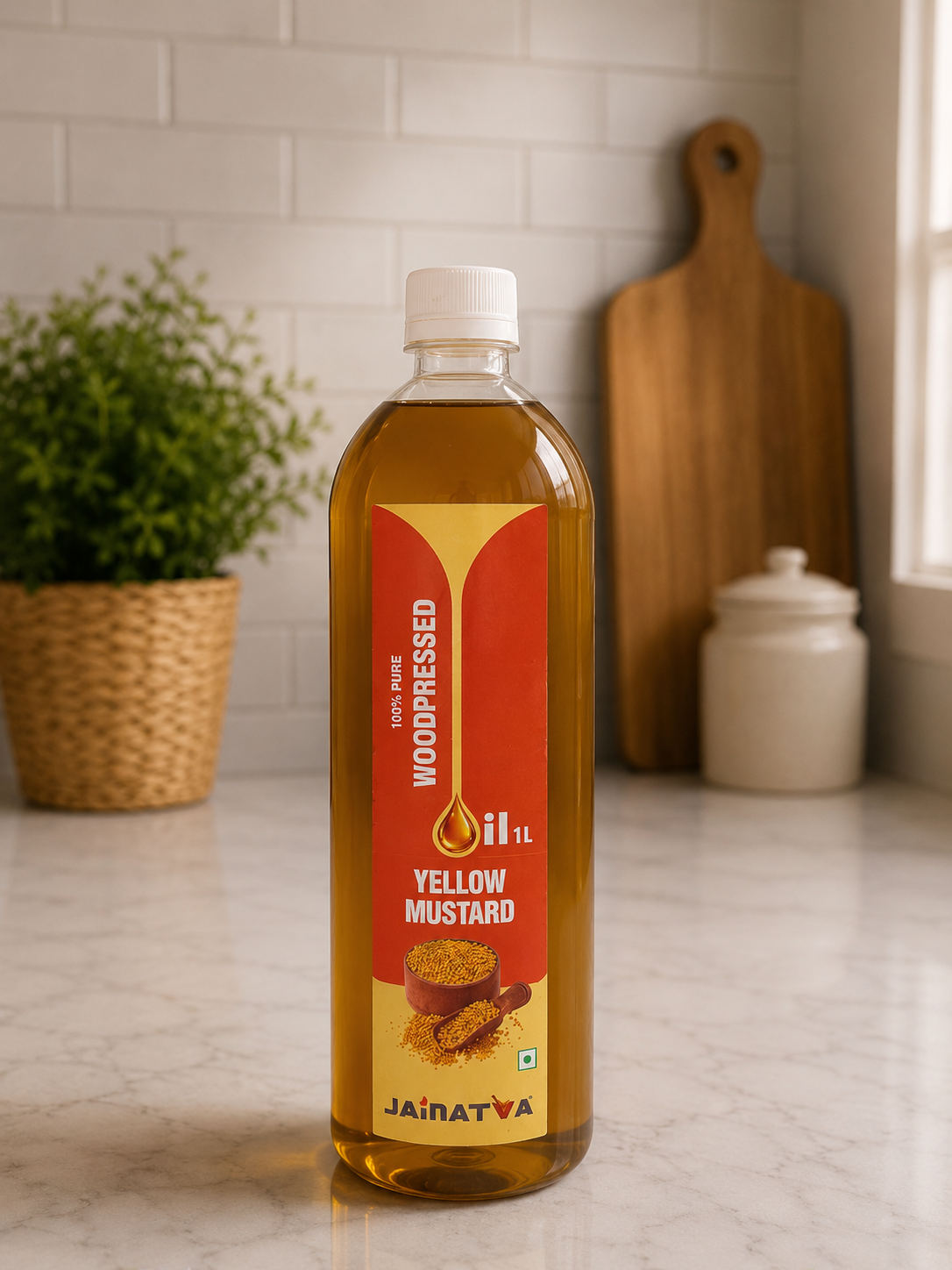 Jainatva 100% Pure Wood Pressed Yellow Mustard Oil – 1 Liter