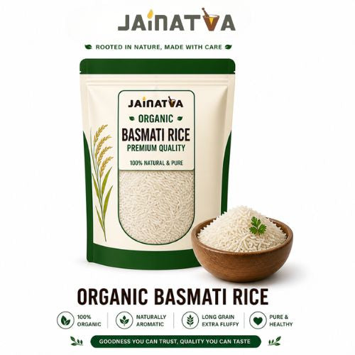 Jainatva Organic Basmati Rice 1kg – Premium Long Grain, Naturally Aromatic & Chemical-Free