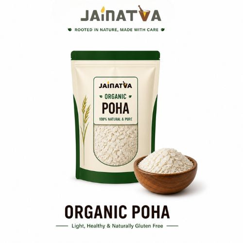 Jainatva Organic Thin Poha 500g – Premium Flattened Rice, Light & Easy to Digest