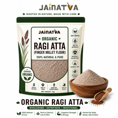 Jainatva Organic Ragi Atta 1kg – Finger Millet Flour, Rich in Calcium & Iron