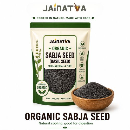 Jainatva Organic Sabja Seeds 200g – Sweet Basil Seeds, Cooling & Digestive