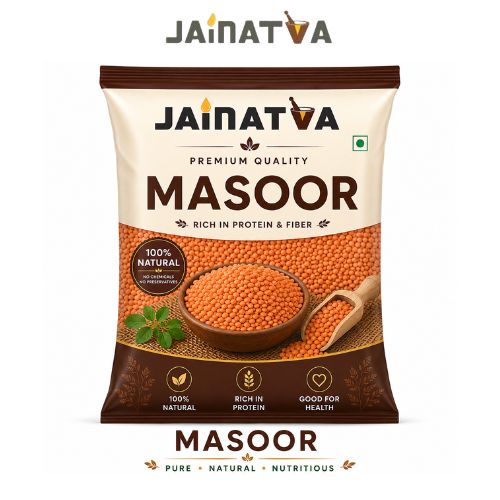 Jainatva Organic Masoor Dal 1kg – Premium Red Lentils, Unpolished & Protein Rich
